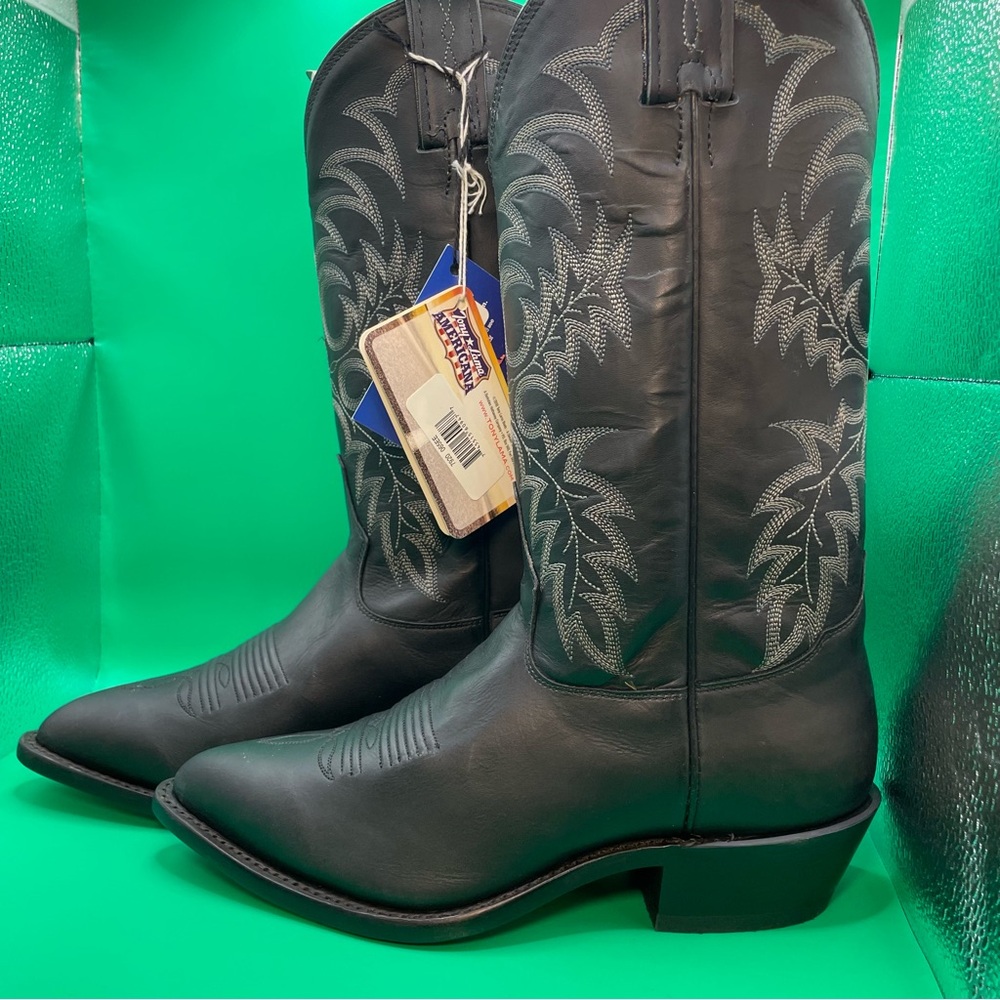 Tony Lama "Stallion" Black Western Boots with Silver Stitching 6.5EE 🤠 - Picture 4 of 7